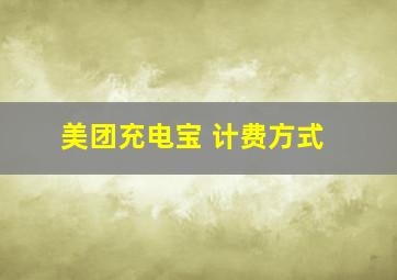 美团充电宝 计费方式